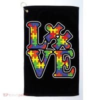 Love Autism Puzzle Piece Golf Towel thumb 0