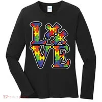 Love Autism Puzzle Piece Women's Long Sleeve Shirt thumb 0