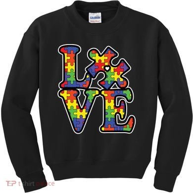 Love Autism Puzzle Piece Kids Sweatshirt