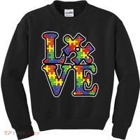 Love Autism Puzzle Piece Kids Sweatshirt thumb 0