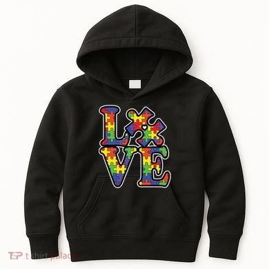 Love Autism Puzzle Piece Kids Hoodie