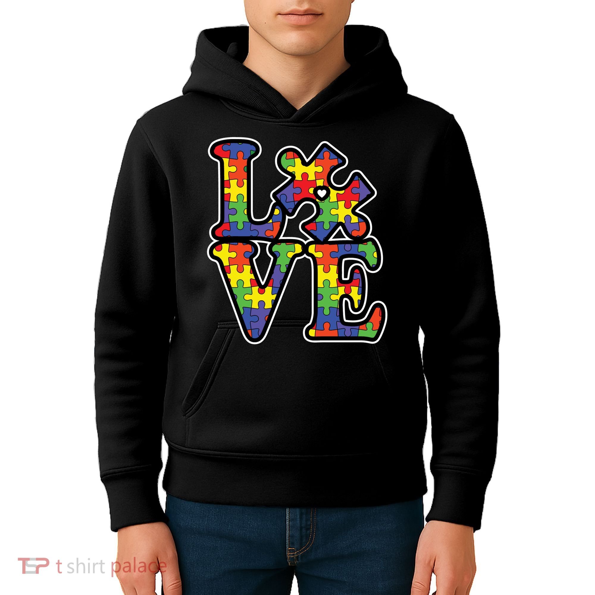 Love Autism Puzzle Piece Kids Hoodie