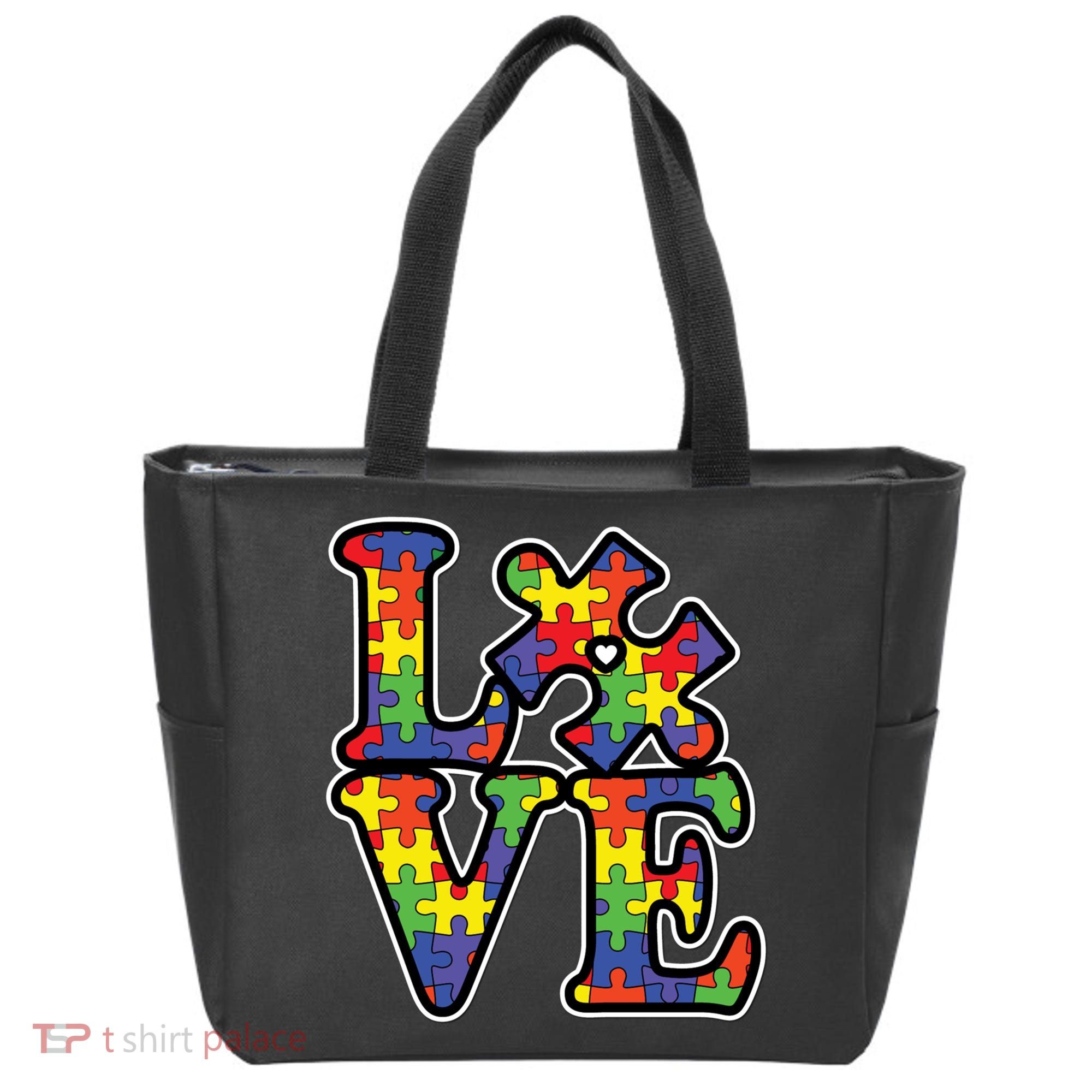 Love Autism Puzzle Piece Tote Bag