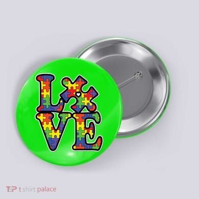 Love Autism Puzzle Piece Button