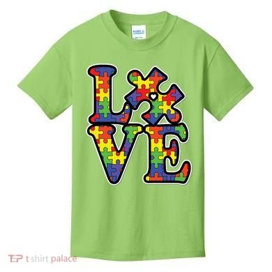 Love Autism Puzzle Piece Kids T-Shirt