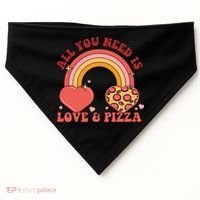 Love And Pizza Retro Valentine Gift For Valentine Day USA-Made Doggie Bandana thumb 0