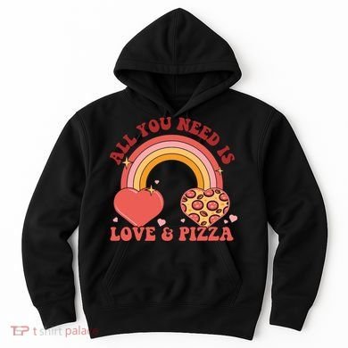 Love And Pizza Retro Valentine Gift For Valentine Day Hoodie