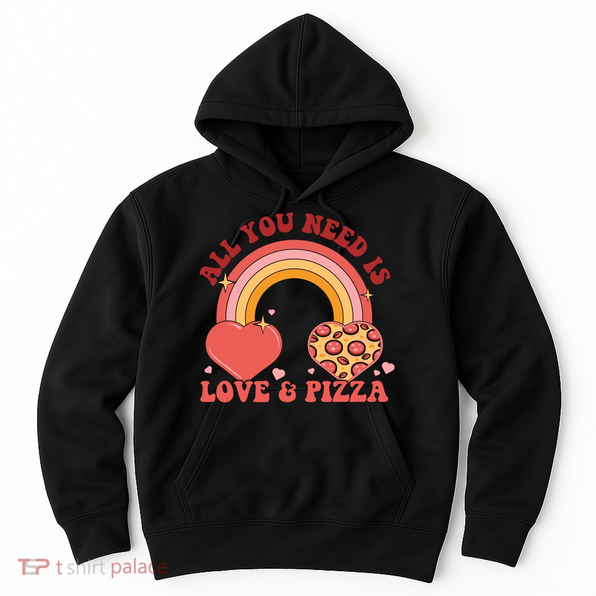 Love And Pizza Retro Valentine Gift For Valentine Day Hoodie
