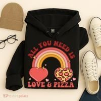 Love And Pizza Retro Valentine Gift For Valentine Day Hoodie thumb 4