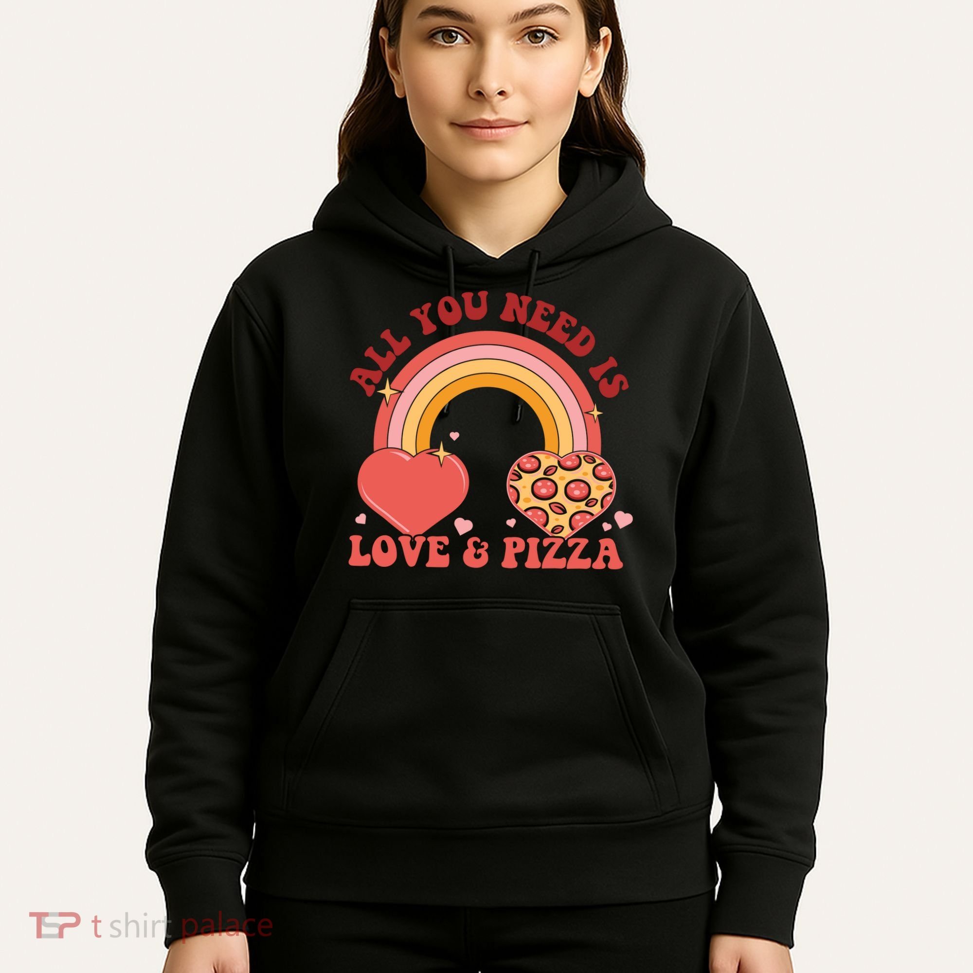 Love And Pizza Retro Valentine Gift For Valentine Day Hoodie