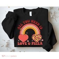 Love And Pizza Retro Valentine Gift For Valentine Day Sweatshirt thumb 2