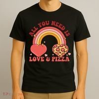 Love And Pizza Retro Valentine Gift For Valentine Day T-Shirt thumb 3