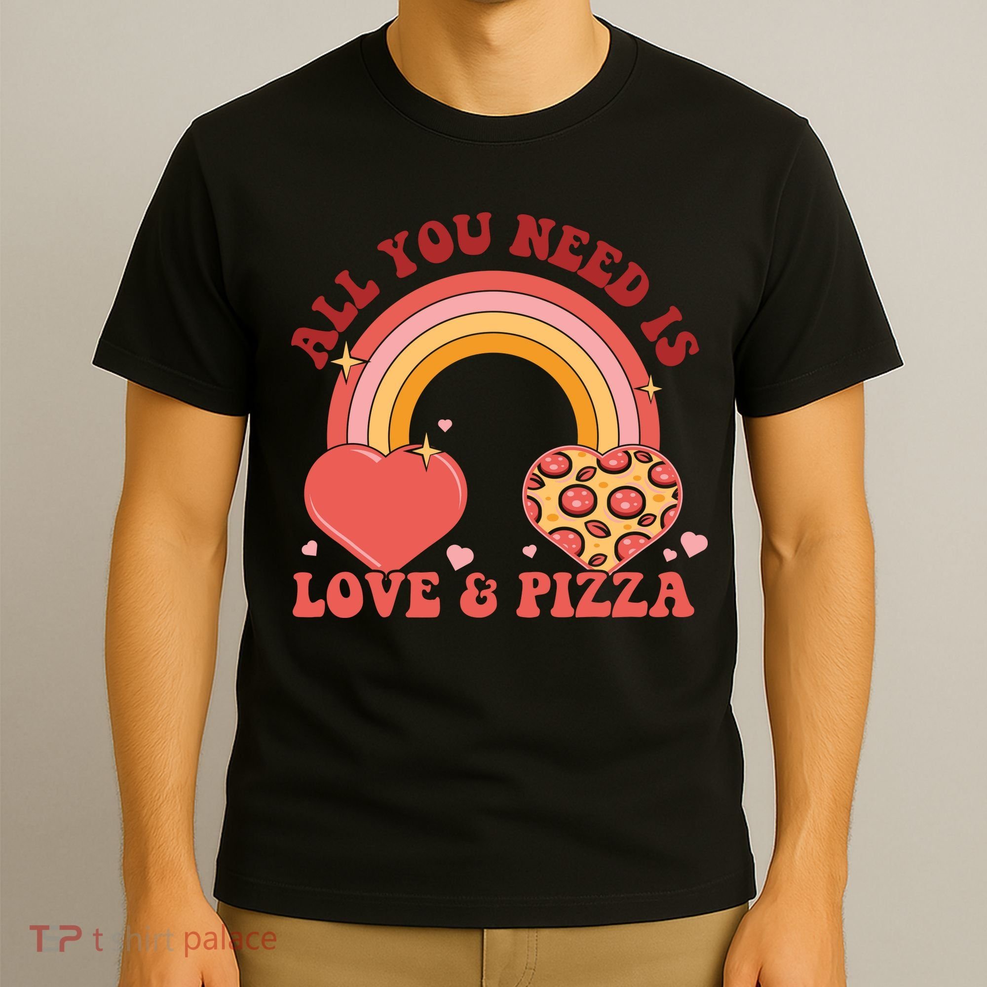 Love And Pizza Retro Valentine Gift For Valentine Day T-Shirt