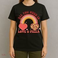 Love And Pizza Retro Valentine Gift For Valentine Day T-Shirt thumb 4