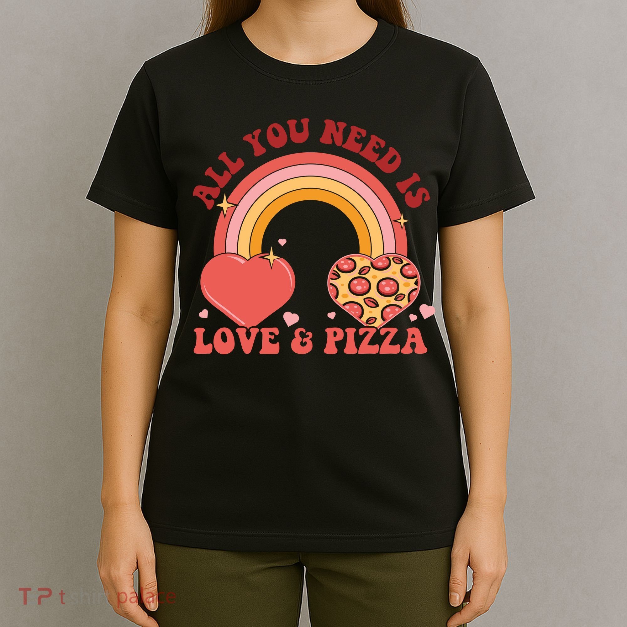 Love And Pizza Retro Valentine Gift For Valentine Day T-Shirt