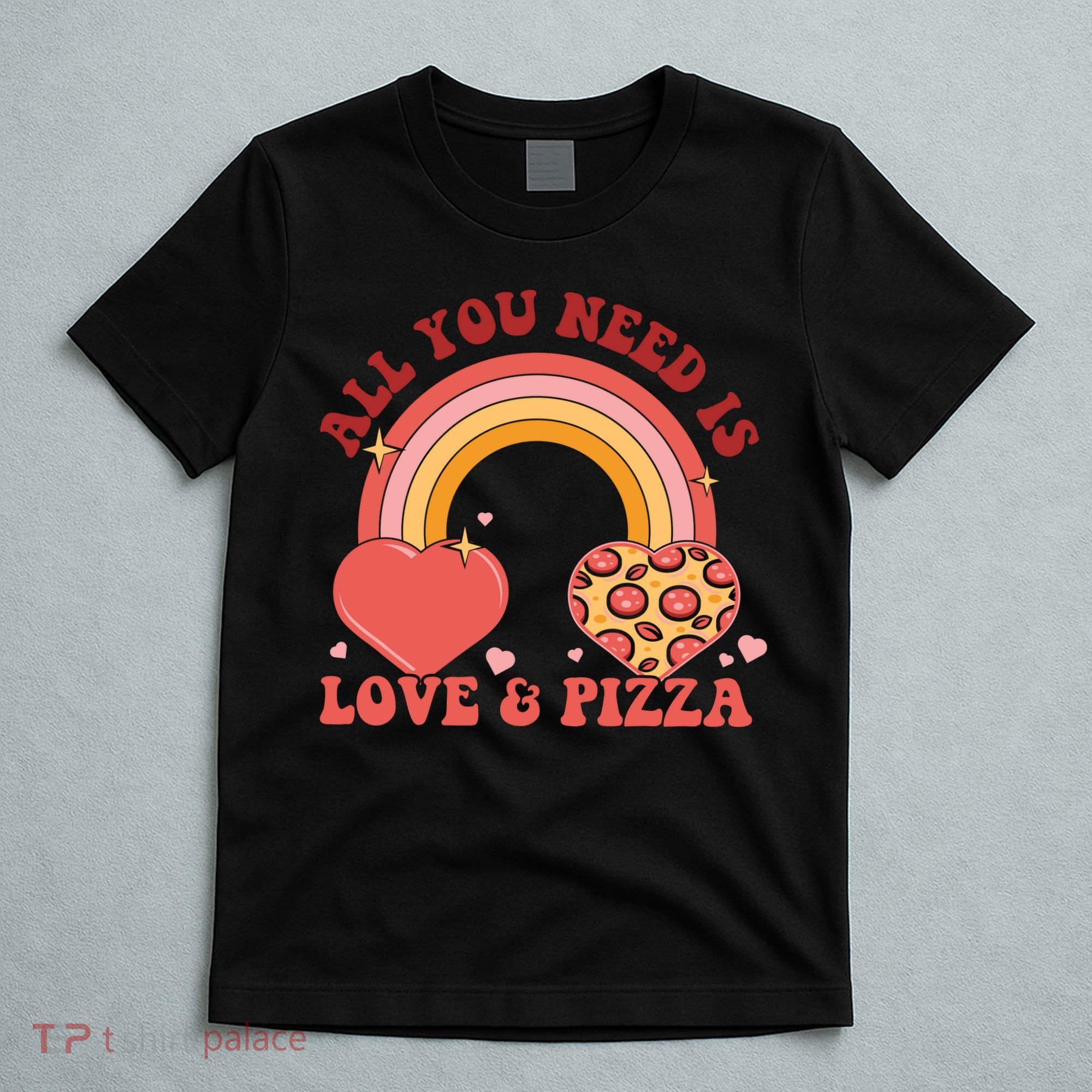 Love And Pizza Retro Valentine Gift For Valentine Day T-Shirt