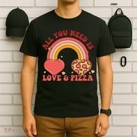 Love And Pizza Retro Valentine Gift For Valentine Day T-Shirt thumb 6