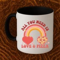 Love And Pizza Retro Valentine Gift For Valentine Day Coffee Mug thumb 2