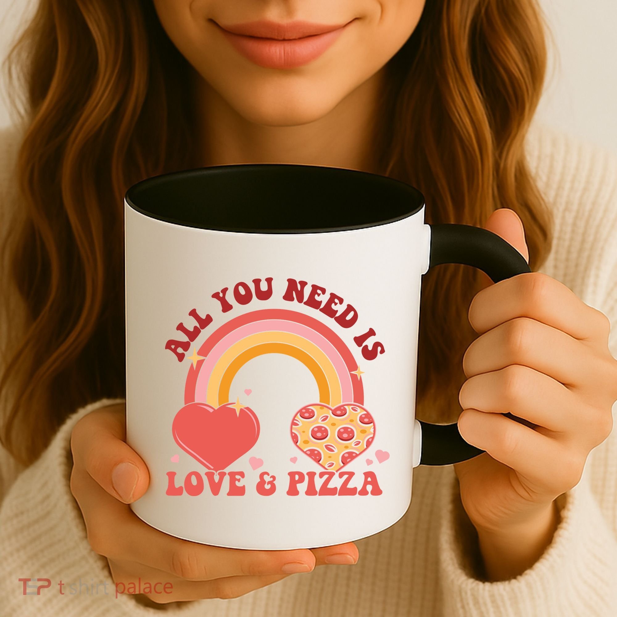 Love And Pizza Retro Valentine Gift For Valentine Day Coffee Mug