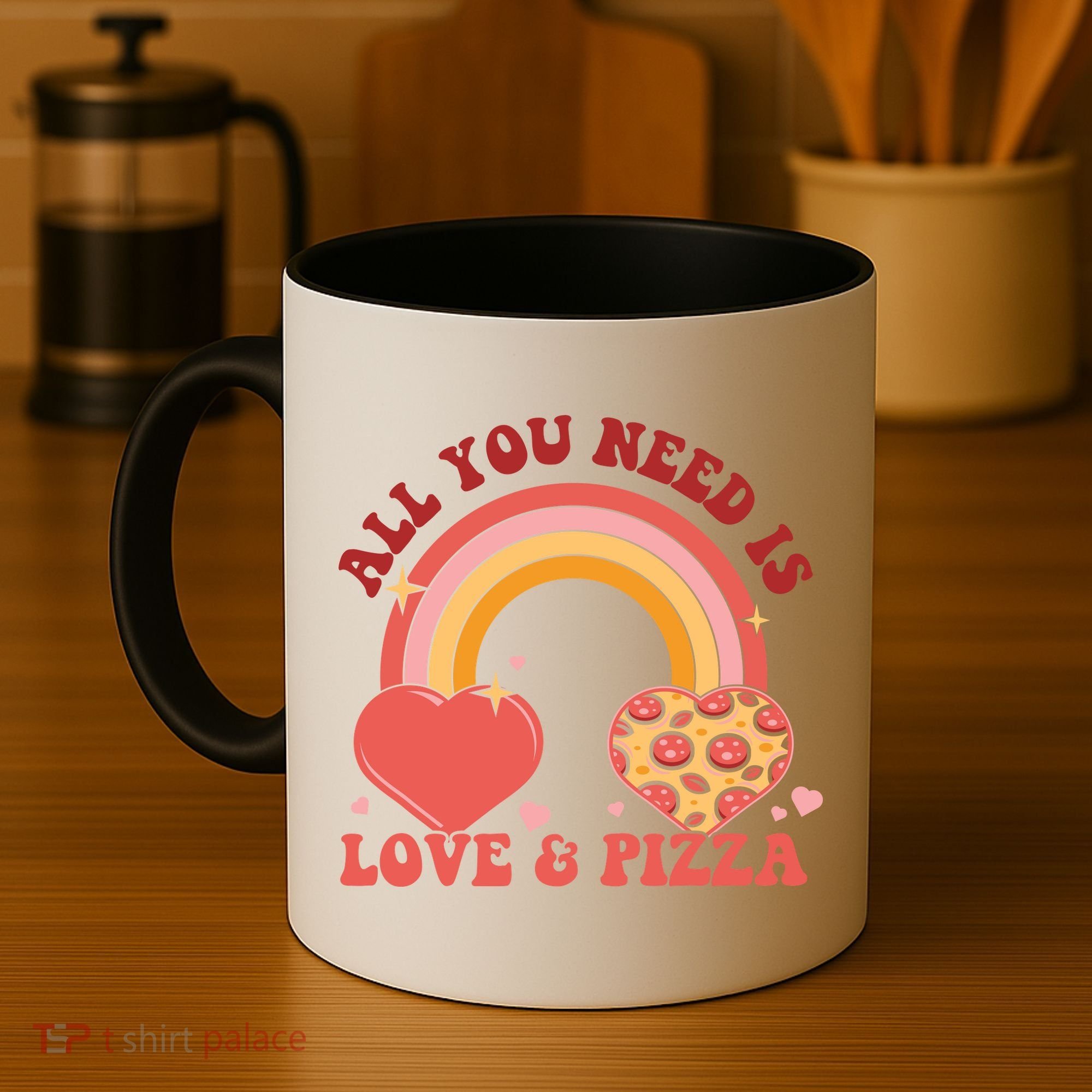 Love And Pizza Retro Valentine Gift For Valentine Day Coffee Mug