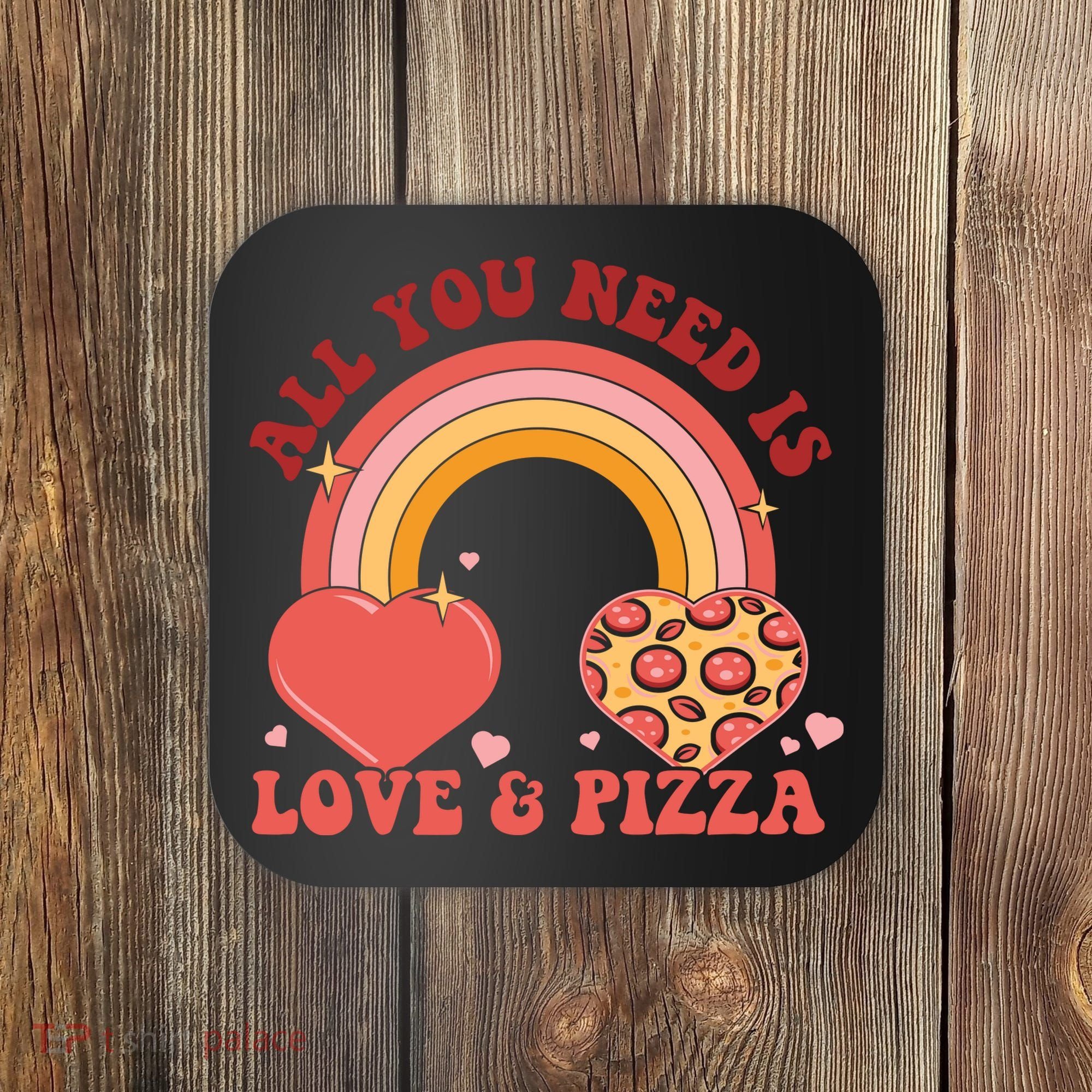 Love And Pizza Retro Valentine Gift For Valentine Day Coaster