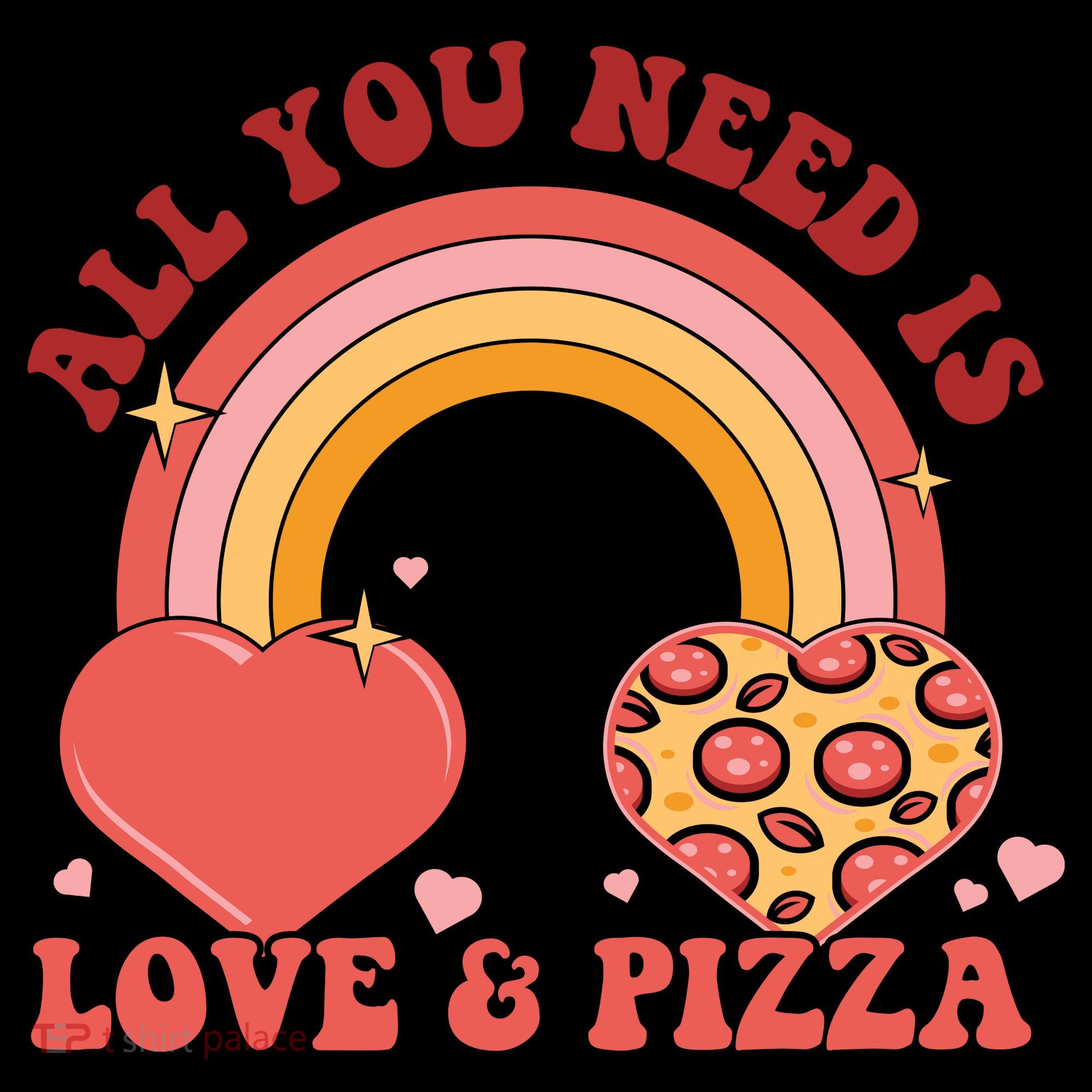 Love And Pizza Retro Valentine Gift For Valentine Day Women's Hoodie