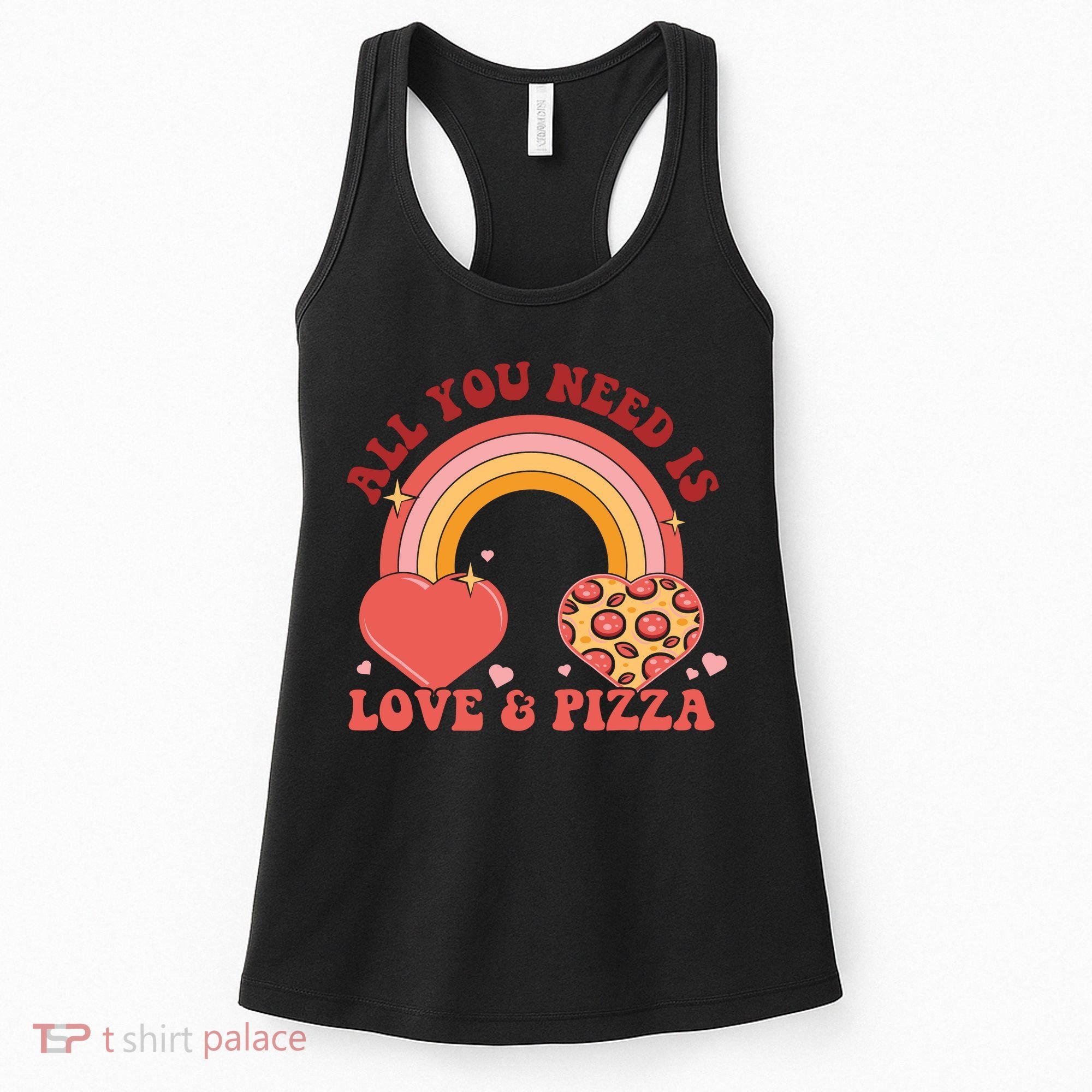 Love And Pizza Retro Valentine Gift For Valentine Day Women's Tank Top