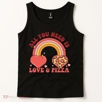 Love And Pizza Retro Valentine Gift For Valentine Day Tank Top thumb 2