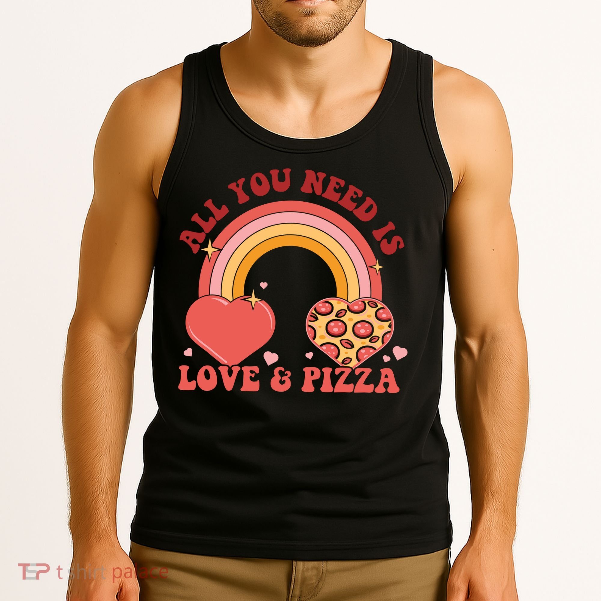 Love And Pizza Retro Valentine Gift For Valentine Day Tank Top