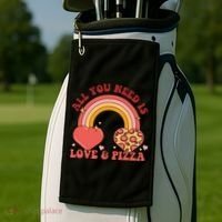 Love And Pizza Retro Valentine Gift For Valentine Day Golf Towel thumb 2