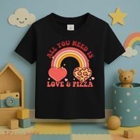 Love And Pizza Retro Valentine Gift For Valentine Day Toddler T-Shirt thumb 3