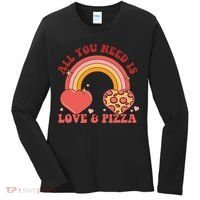 Love And Pizza Retro Valentine Gift For Valentine Day Women's Long Sleeve Shirt thumb 0