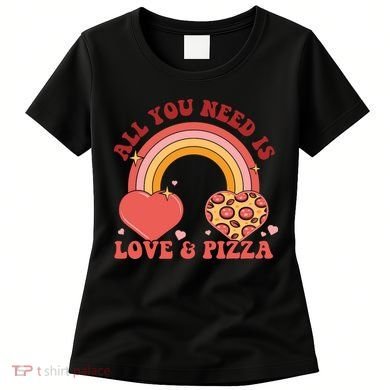 Love And Pizza Retro Valentine Gift For Valentine Day Women's T-Shirt