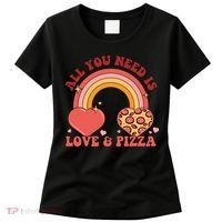 Love And Pizza Retro Valentine Gift For Valentine Day Women's T-Shirt thumb 0