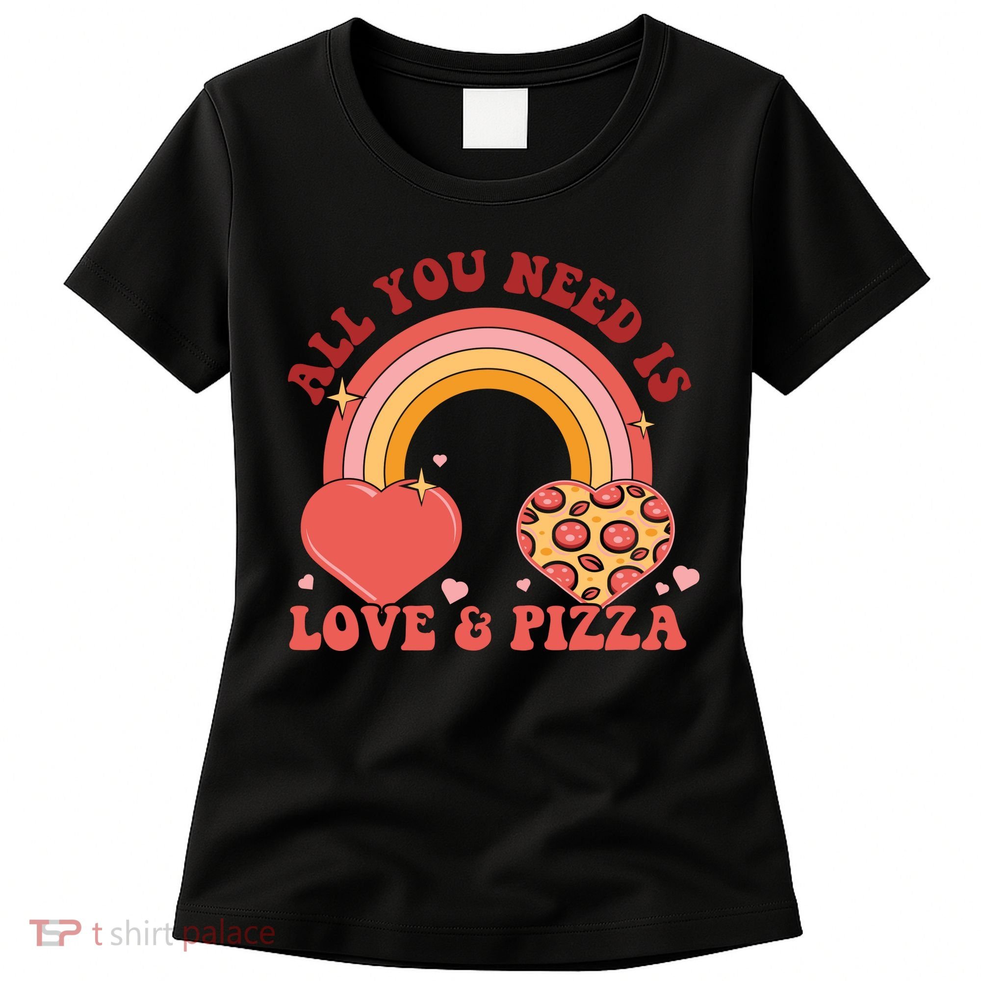 Love And Pizza Retro Valentine Gift For Valentine Day Women's T-Shirt