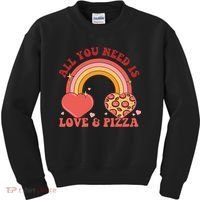 Love And Pizza Retro Valentine Gift For Valentine Day Kids Sweatshirt thumb 0
