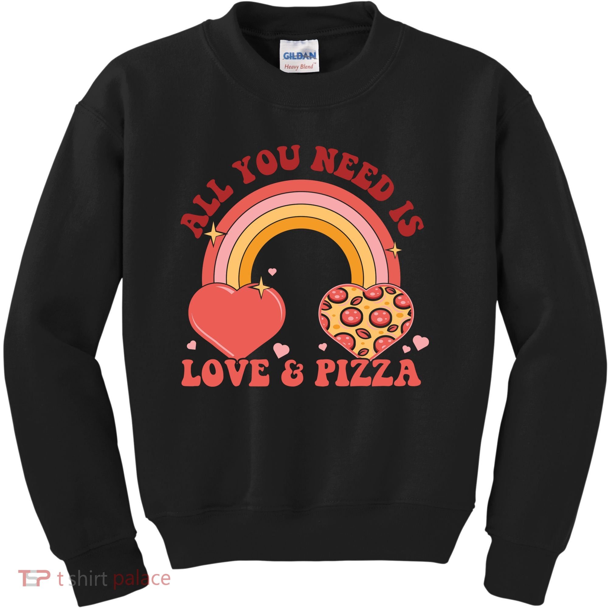Love And Pizza Retro Valentine Gift For Valentine Day Kids Sweatshirt