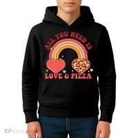 Love And Pizza Retro Valentine Gift For Valentine Day Kids Hoodie thumb 4