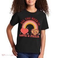 Love And Pizza Retro Valentine Gift For Valentine Day Kids T-Shirt thumb 2