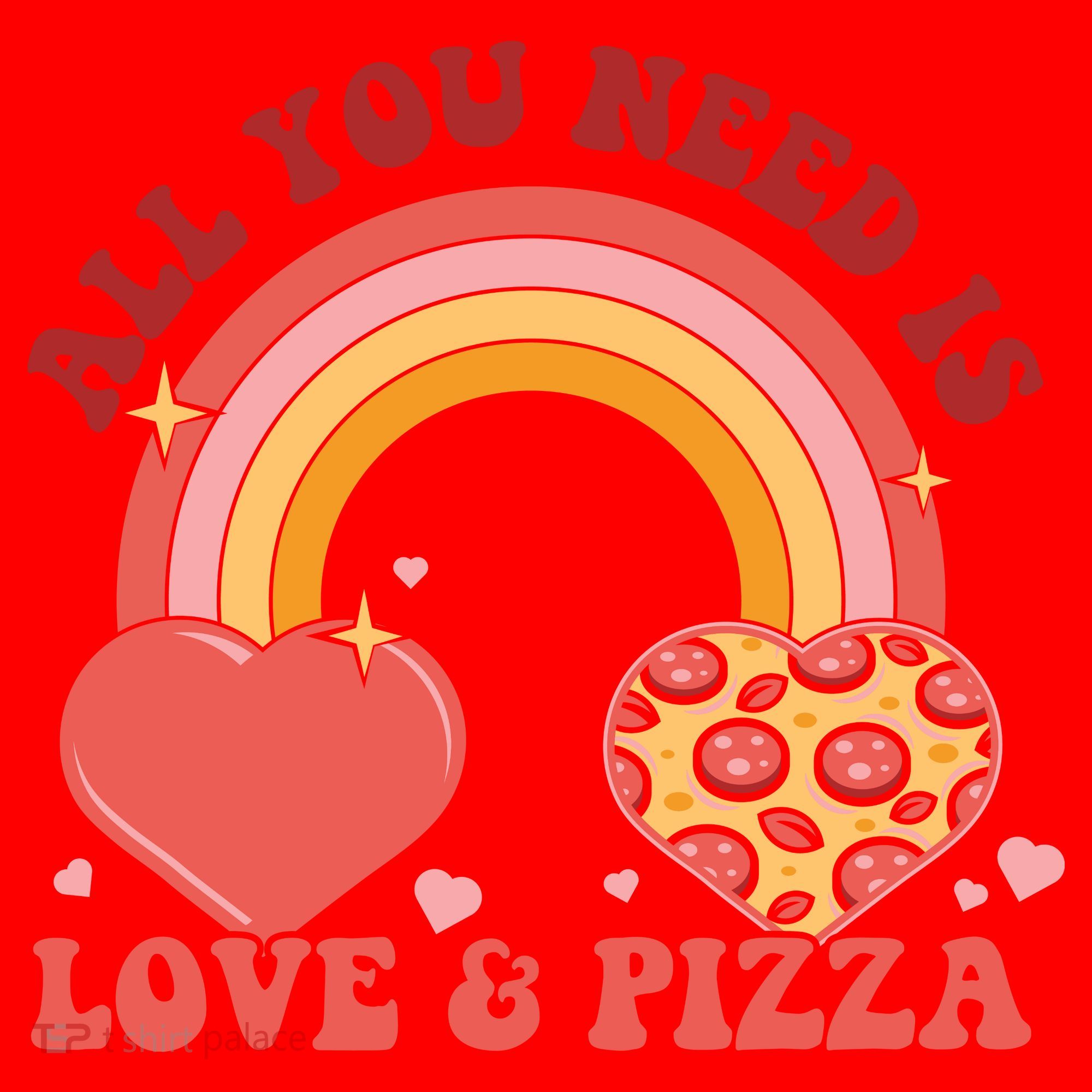 Love And Pizza Retro Valentine Gift For Valentine Day Santa Hat