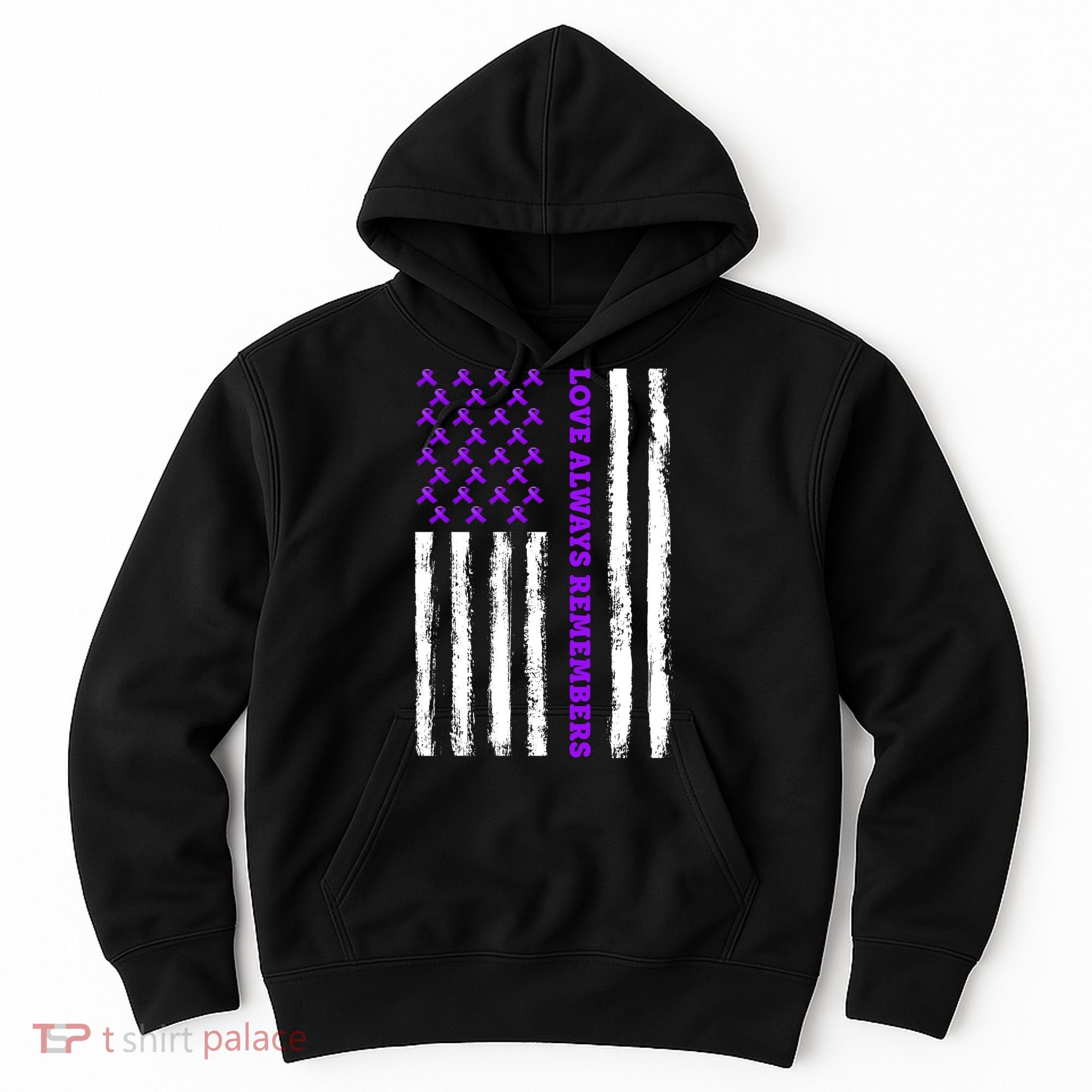 Love Always Remembers Alzheimer's American Flag Hoodie