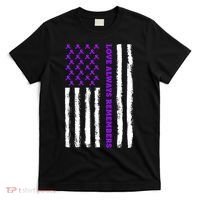 Love Always Remembers Alzheimer's American Flag T-Shirt thumb 0