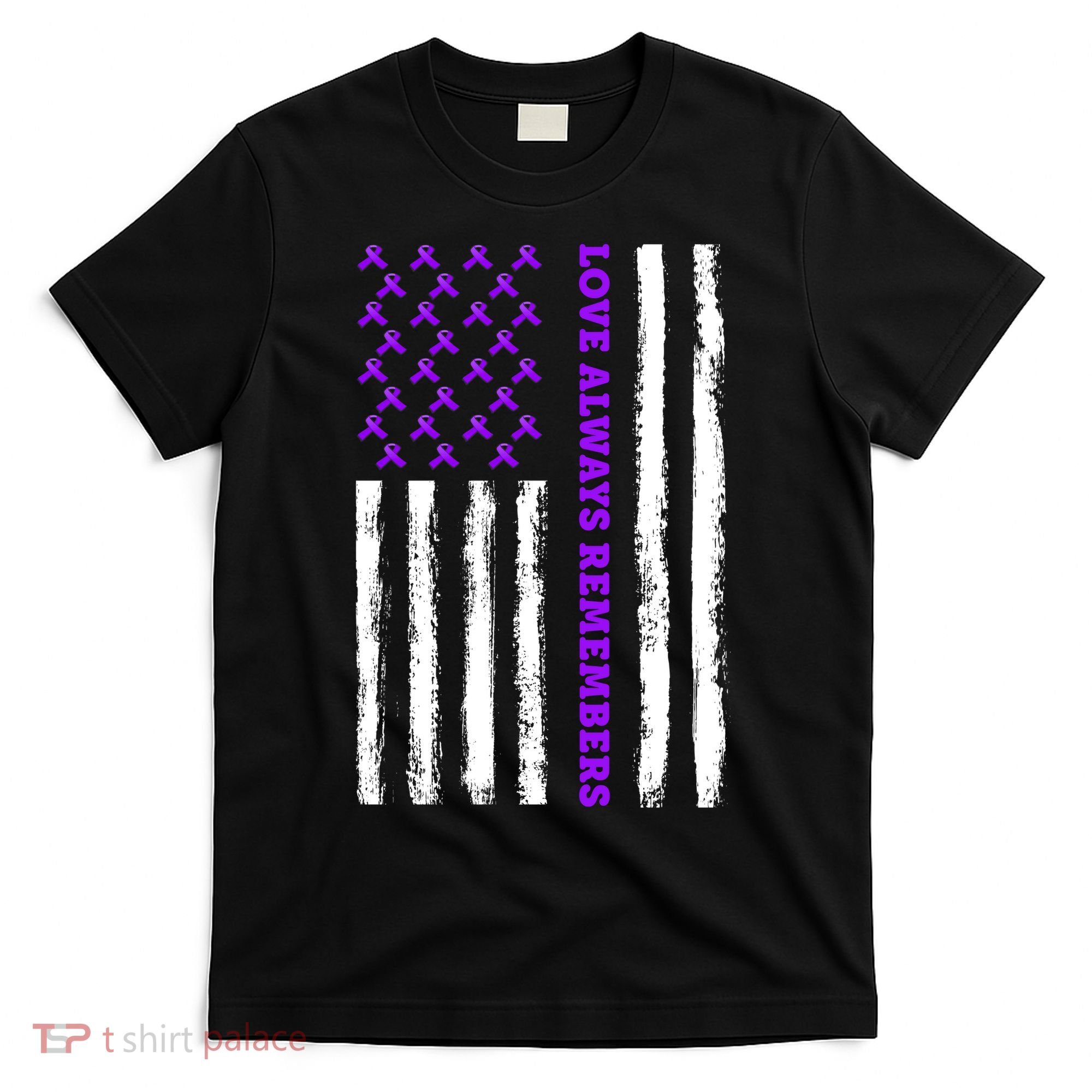 Love Always Remembers Alzheimer's American Flag T-Shirt