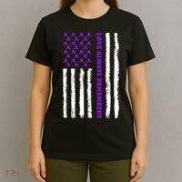 Love Always Remembers Alzheimer's American Flag T-Shirt thumb 4