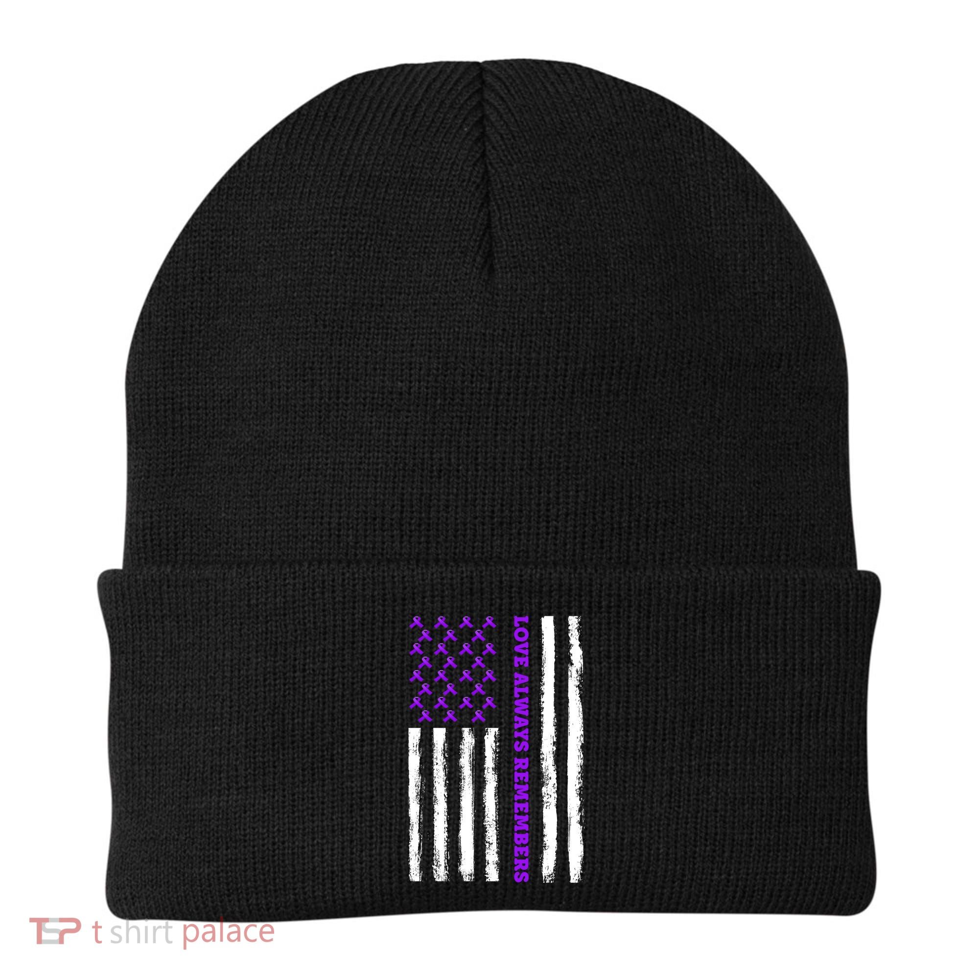 Love Always Remembers Alzheimer's American Flag Beanie