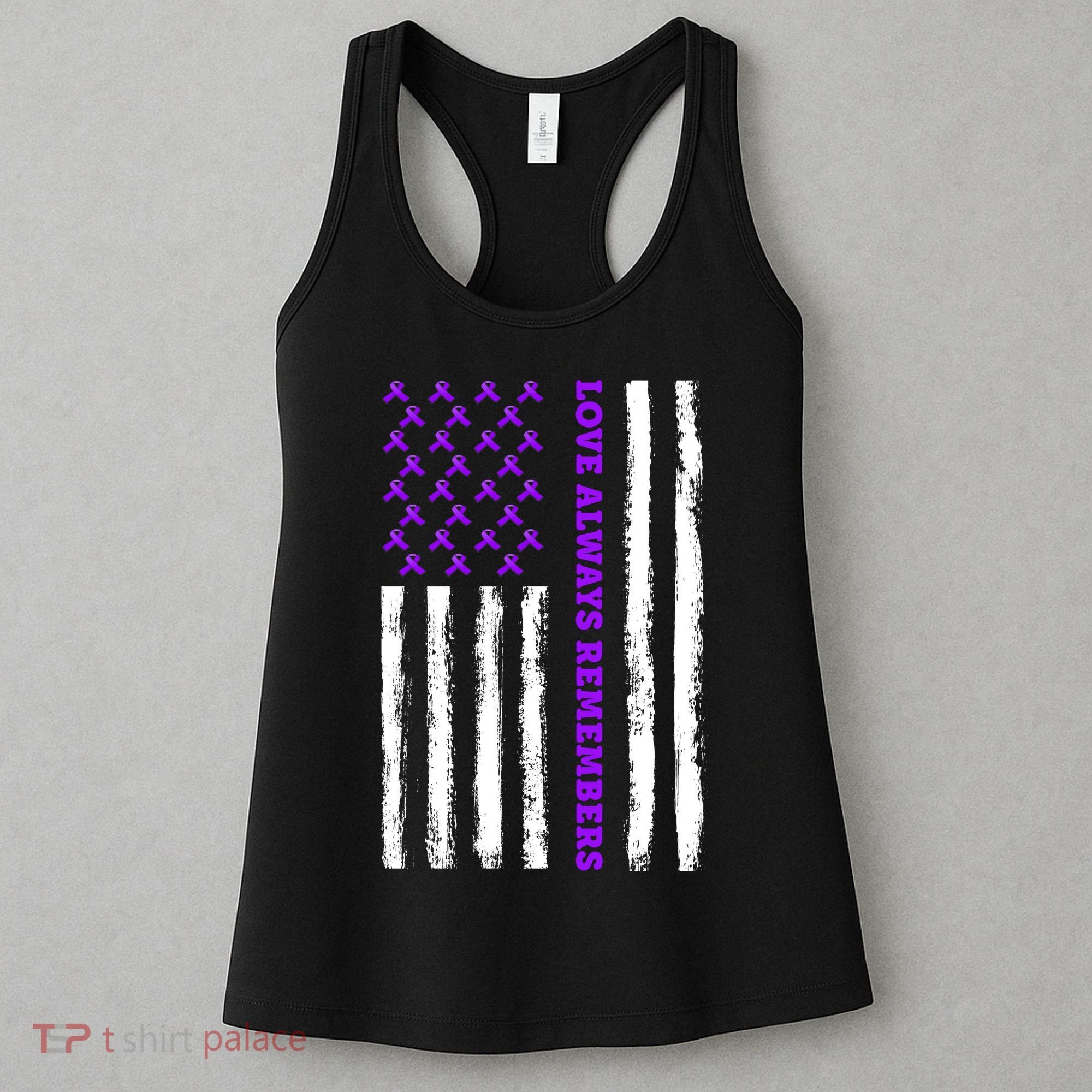 Love Always Remembers Alzheimer's American Flag Women's Tank Top