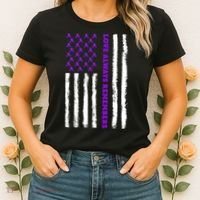 Love Always Remembers Alzheimer's American Flag Women's T-Shirt thumb 2
