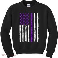 Love Always Remembers Alzheimer's American Flag Kids Sweatshirt thumb 0