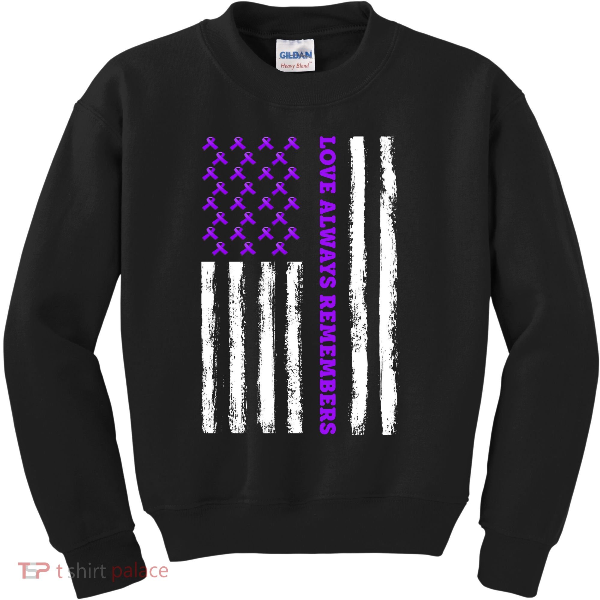 Love Always Remembers Alzheimer's American Flag Kids Sweatshirt