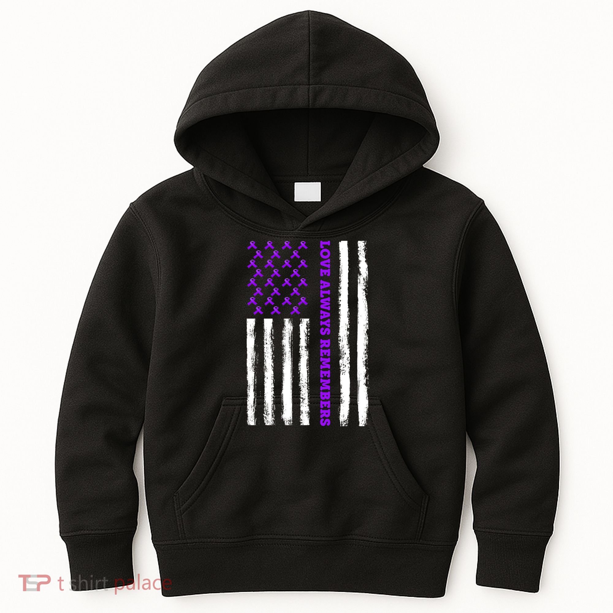 Love Always Remembers Alzheimer's American Flag Kids Hoodie
